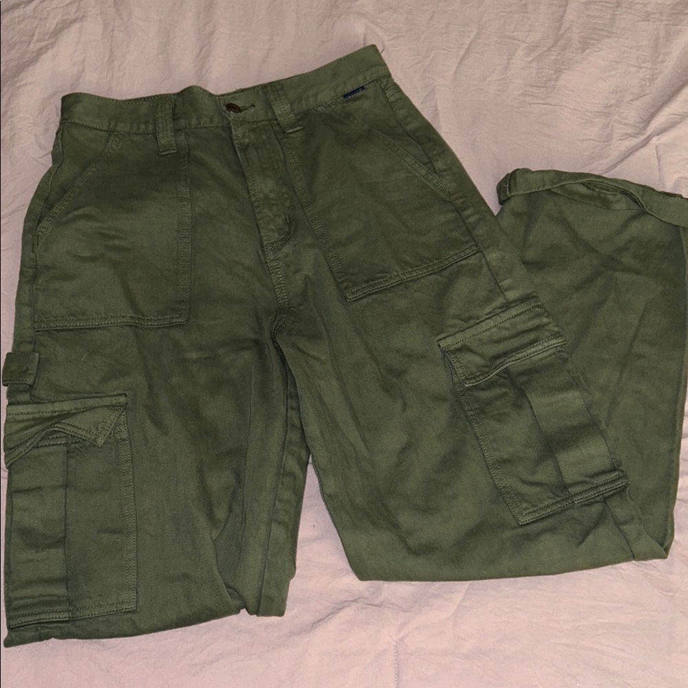 Cello High Rise Carpenter Cargo Jeans Women’s 3 Army Green Streetwear